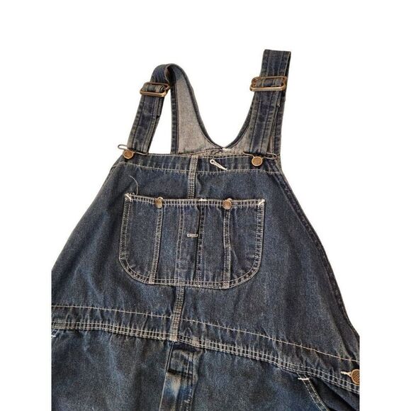 Vintage 80s Roebucks Mens Long Blue Demin Overalls 54 Farmer Ranch Country - Picture 2 of 9